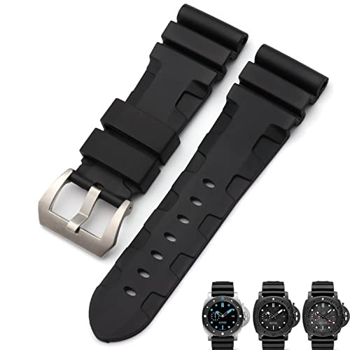 BRART Uhrenarmband für Panerai Submersible Luminor PAM Uhrenarmband aus Naturgummi, 24 mm, Schwarz / Blau / Rot / Orange, 24mm Black, Achat von BRART