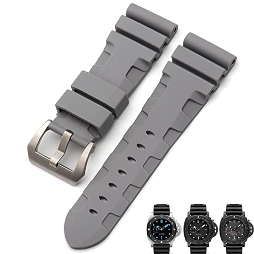 BRART Uhrenarmband für Panerai Submersible Luminor PAM Uhrenarmband aus Naturgummi, 24 mm, Schwarz / Blau / Rot / Orange, 24mm Black P, Achat von BRART