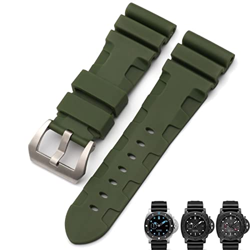 BRART Uhrenarmband für Panerai Submersible Luminor PAM Uhrenarmband aus Naturgummi, 24 mm, Schwarz / Blau / Rot / Orange, 24mm Black P, Achat von BRART