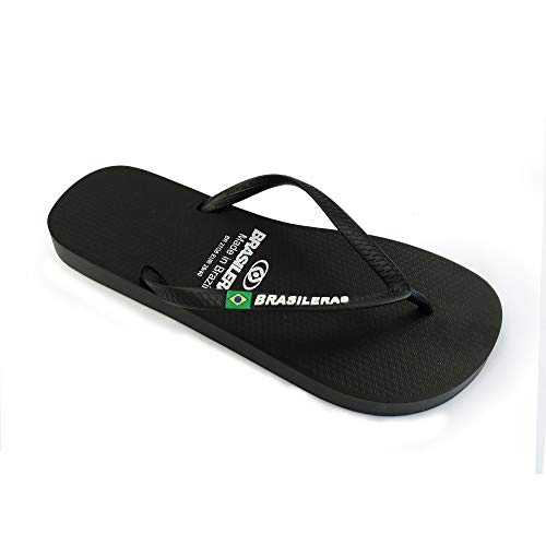 Brasileras Damen Zehensandalen mit rutschfester Sohle bequem schuhe für strand/schwimmbad/stadt schwarz 40/41 EU von Brasileras