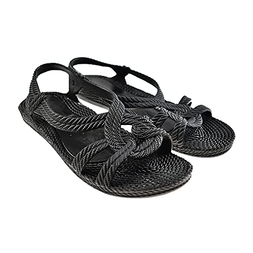 BRASILERAS Damen, Kinder Mädchen Zehensandalen Rutschfester bequem Schuhe Strand/Schwimmbad/Stadt schwarz 38 EU von BRASILERAS