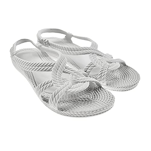 BRASILERAS Damen, Kinder Mädchen Zehensandalen Rutschfester bequem Schuhe Strand/Schwimmbad/Stadt weiß 39 EU von BRASILERAS