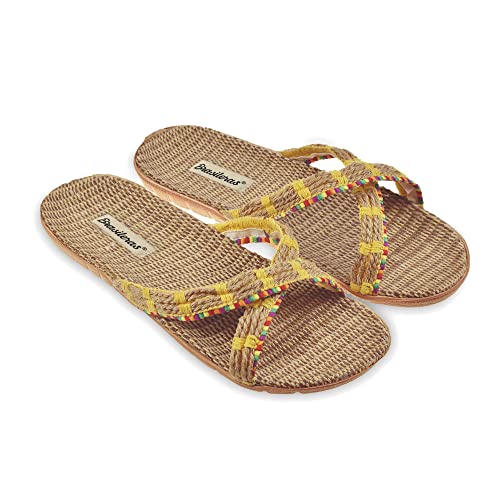 BRASILERAS Damen Sandalen mit Rutschfester Sohle bequem Schuhe Strand/Schwimmbad/Stadt gelb 36/37 EU von BRASILERAS