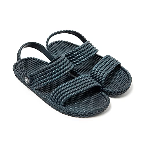 BRASILERAS Damen Zehensandalen mit Rutschfester Sohle bequem Schuhe Strand/Schwimmbad/Stadt Navy blau 36 EU von BRASILERAS