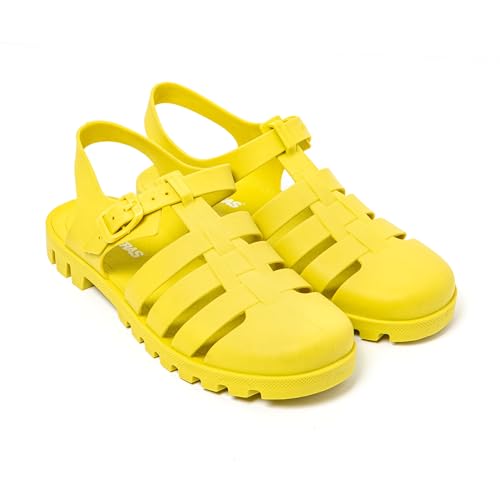 BRASILERAS Damen Zehensandalen mit Rutschfester Sohle bequem Schuhe Strand/Schwimmbad/Stadt gelb 40 EU von BRASILERAS