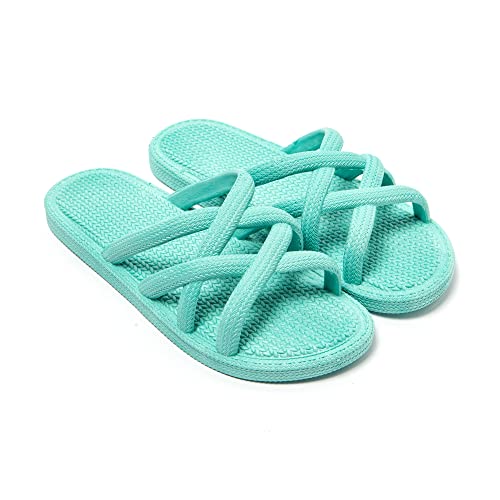 BRASILERAS Damen Zehensandalen mit Rutschfester Sohle bequem Schuhe Strand/Schwimmbad/Stadt grünes Wasser 38 EU von BRASILERAS