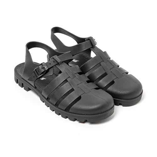 BRASILERAS Damen Zehensandalen mit Rutschfester Sohle bequem Schuhe Strand/Schwimmbad/Stadt schwarz 37 EU von BRASILERAS