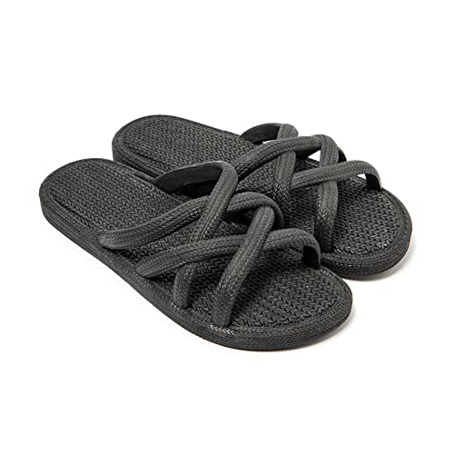 BRASILERAS Damen Zehensandalen mit Rutschfester Sohle bequem Schuhe Strand/Schwimmbad/Stadt schwarz 39 EU von BRASILERAS