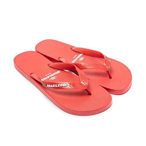 BRASILERAS Herren Zehensandalen mit Rutschfester Sohle bequem Schuhe Strand/Schwimmbad/Stadt rot 43/44 EU von BRASILERAS