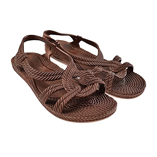 Brasileras Damen, Kinder Mädchen Zehensandalen rutschfester bequem schuhe für strand/schwimmbad/stadt braun 39 EU von Brasileras