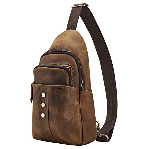 BRASS TACKS LEATHERCRAFT Schultertasche aus Leder Premium Umhängetasche Handgefertigte Ledertasche Vintage Reisetasche Herren Damen (Braun) von BRASS TACKS LEATHERCRAFT