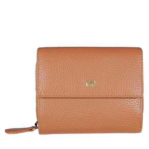 BRAUN BÜFFEL - Mittelgroße ASTI Reißverschlussbörse aus feingenarbtem Leder gefertigt und mit goldenen Metallakzenten - 8 Kartenfächer 5 Steckfächer - Edles Cognac von BRAUN BÜFFEL