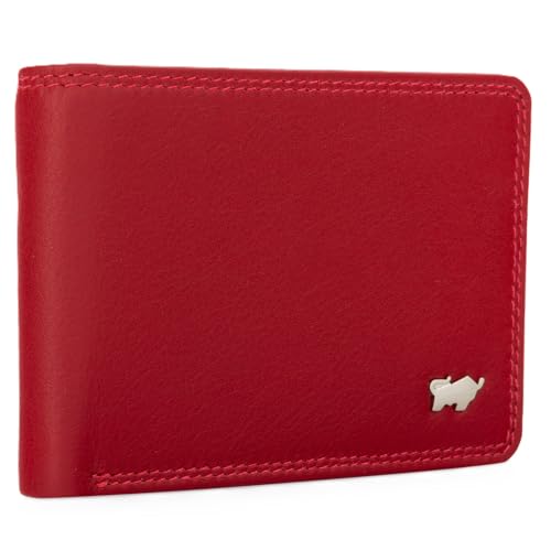 BRAUN BÜFFEL - Geldbörse Herren aus echtem Rindleder Golf 2.0 - Geldbeutel Portemonnaie schmales Design für Männer mit 4 Kartenfächern - Klassisches Portmonee mit Münzfach & Netzfach - Edles Rot von BRAUN BÜFFEL