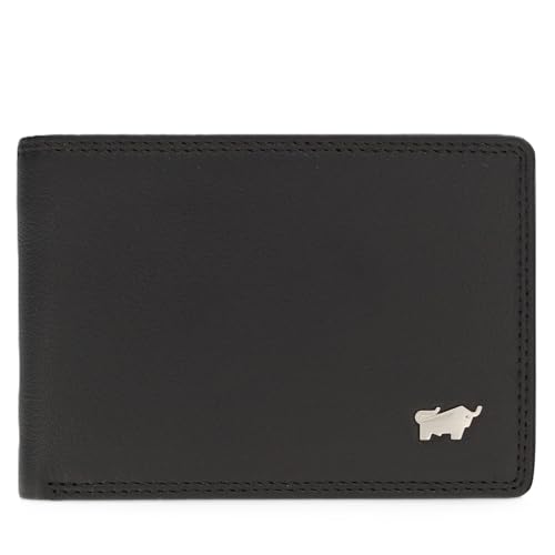 BRAUN BÜFFEL - Geldbörse Herren aus echtem Rindleder Golf 2.0 - Geldbeutel Portemonnaie schmales Design für Männer mit 4 Kartenfächern - Klassisches Portmonee mit Münzfach & Netzfach - Edles Schwarz von BRAUN BÜFFEL