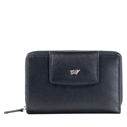 BRAUN BÜFFEL Herren Geldbörse aus echtem Rindsleder Golf mit RFID Schutz - Mittelgroße Reißverschluss-Geldbörse mit 15 Kartenfächern - Edles Schwarz von BRAUN BÜFFEL