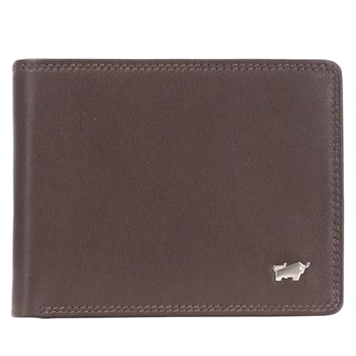 BRAUN BÜFFEL Herren Geldbörse aus echtem Rindsleder Golf mit RFID Schutz - Zetilose Geldbörse mit 8 Kartenfächern Edles Braun von BRAUN BÜFFEL