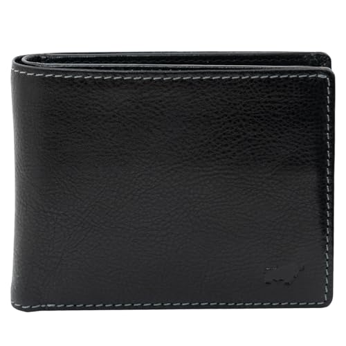 BRAUN BÜFFEL - Herren RFID Geldbörse Arezzo - 4 Kartenfächer und 4 Steckfächer aus echtem Rindleder Schlichtes Design - Edles Schwarz von BRAUN BÜFFEL