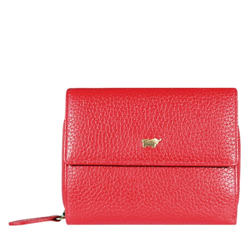 BRAUN BÜFFEL - Mittelgroße ASTI Reißverschlussbörse aus feingenarbtem Leder gefertigt und mit goldenen Metallakzenten - 8 Kartenfächer 5 Steckfächer - Edles Rot von BRAUN BÜFFEL