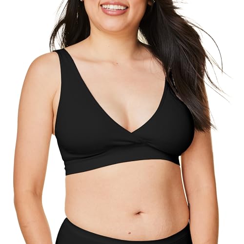 BRAVADO! DESIGNS Sustainable Maternity and Nursing Bra | Restore | Recycled Nylon | Seamless and Wireless | B-DDD/F Cups (as3, Alpha, x_l, Regular, Regular, Black) von BRAVADO! DESIGNS