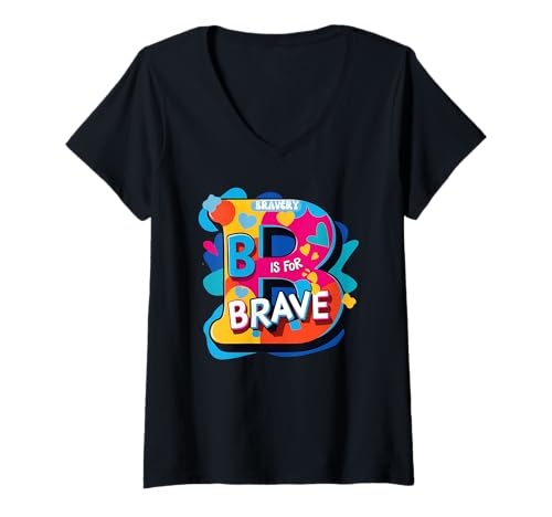 Damen Tapferer Abstrakter Buchstabe B ist für Tapferkeit T-Shirt mit V-Ausschnitt Damen Tapferer Abstrakter Buchstabe B ist für Tapferkeit T-Shirt mit V-Ausschnitt von BRAVE B IS FOR BRAVE PRESENT FOR BRAVERY