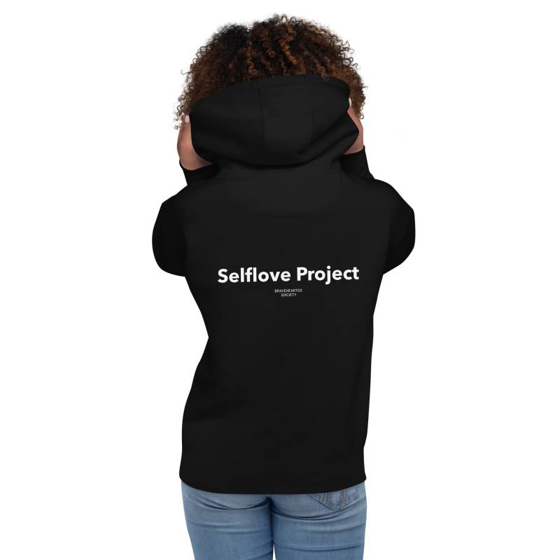 Selflove Project/Unisex Hoodie With Backprint Words On The Back Gift Minimalistic Quote 100 % Cotton von BRAVEHEARTEDSOCIETY
