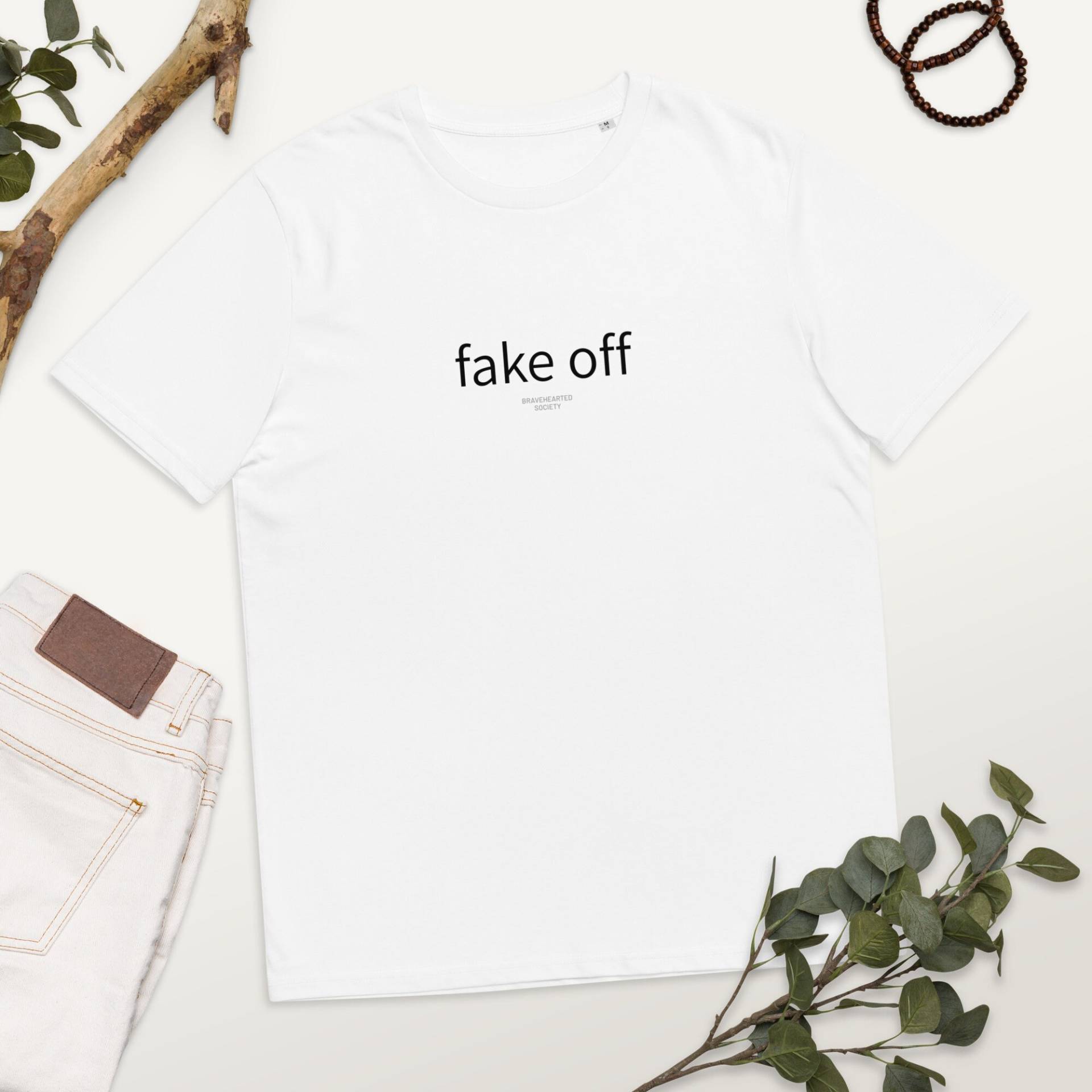 T-Shirt Unisex 100% Cotton/Hand Printed Sustainable & Fairtrade Minimalist Design Basic Grafic Short Sleeve Fake Off T-Shirt Unisex 100% Cotton/Hand Printed Sustainable & Fairtrade Minimalist Design Basic Grafic Short Sleeve Fake Off von BRAVEHEARTEDSOCIETY