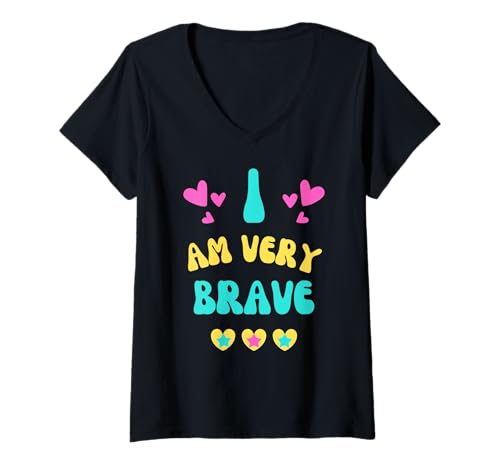 Damen Mut WERDE GUT PRÄSENT ICH Bin MUTIG FÜR Mut T-Shirt mit V-Ausschnitt Damen Mut WERDE GUT PRÄSENT ICH Bin MUTIG FÜR Mut T-Shirt mit V-Ausschnitt von BRAVERY BRAVE PRESENT I AM VERY BRAVE
