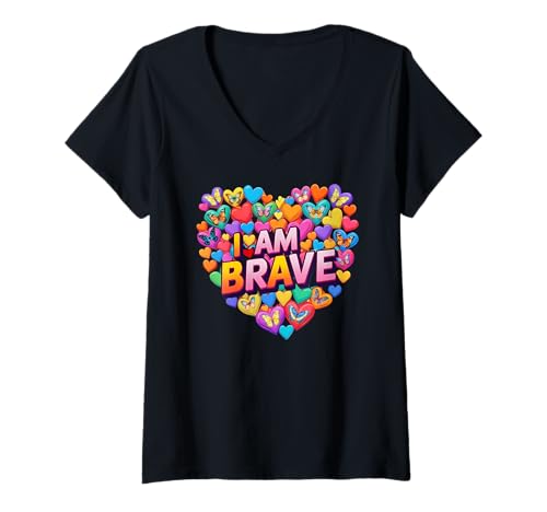 Damen MUTIG, ICH Bin MUTIG, Geschenk FÜR TAPFERKEIT T-Shirt mit V-Ausschnitt Damen MUTIG, ICH Bin MUTIG, Geschenk FÜR TAPFERKEIT T-Shirt mit V-Ausschnitt von BRAVERY I AM BRAVE