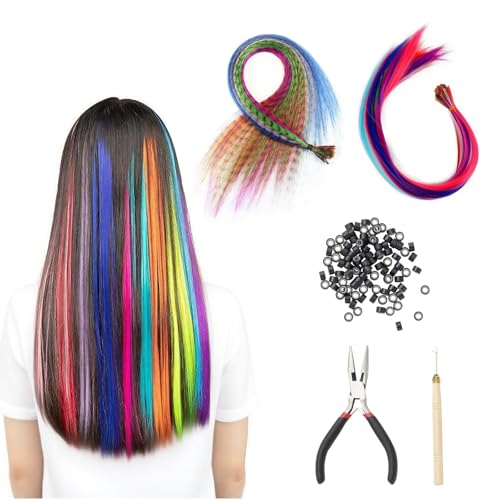 70 Stück Bunte Haarverlängerungs Set, Extensions Haarsträhnen Kinder, Haar Braider, Kunsthaar zum Einflechten Bunt, Haarteil Zange Häkchen mit 100 Perlen Ponytail Braids Clip 70 Stück Bunte Haarverlängerungs Set, Extensions Haarsträhnen Kinder, Haar Braider, Kunsthaar zum Einflechten Bunt, Haarteil Zange Häkchen mit 100 Perlen Ponytail Braids Clip von BRAVIKERLY