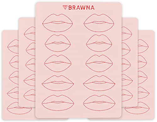 BRAWNA 5 Pck Lip Blush Practice Skin for PMU Machine - Double Sided - Microblading Supplies for Permanent Makeup Artists - PMU Kit - Fake Silicone Sheets to Practice Lip Tattoo von BRAWNA