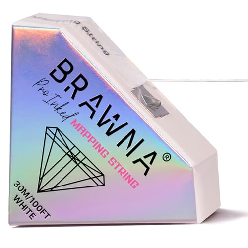 BRAWNA [Verbesserte Version] 30 Meter weiße Augenbrauen-Mapping-Saite für Augenbrauenmessung – Microblading-Zubehör – PMU-Kit – Augenbrauen-Laminierset – vorgefärbtes Mapping-Garn von BRAWNA