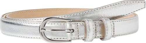 BRAX Damen DOB Ledergürtel mit Metallic-Optik Gürtel, Silver, 100 von BRAX