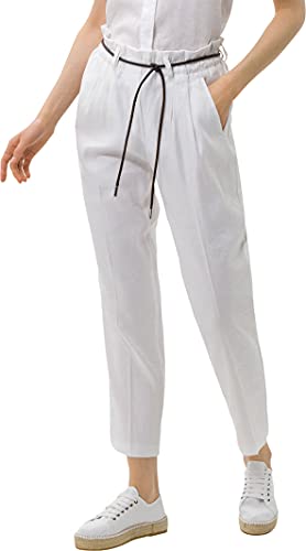 BRAX Damen Relaxed Fit Stoffhose Style Milla S Stretch Paperbag-Hose, OFF WHITE, 36 von BRAX