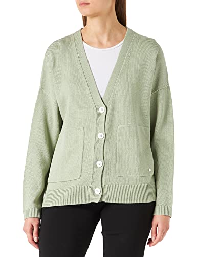BRAX Damen Style Alicia Cotton Tape Plain Knit Pullover, Frozen Green, 38 von BRAX