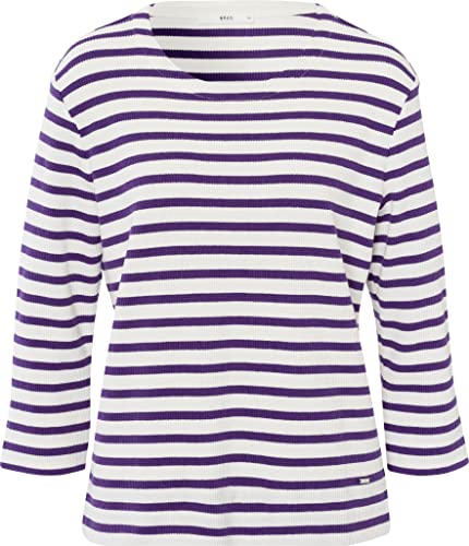 BRAX Damen Style Bonnie Cotton Structure Striped Sweatshirt, Amethyst, 44 EU,Amethyst,44 von BRAX