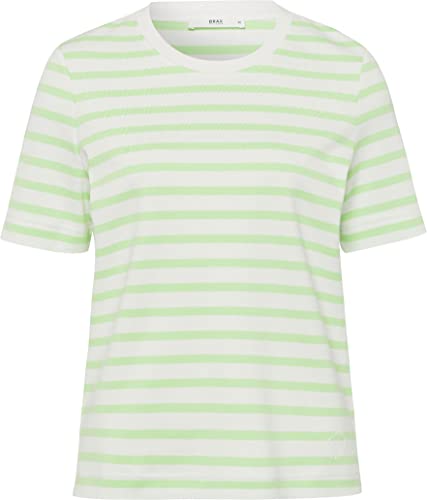 BRAX Damen Style CIRA Cotton Interlock Jersey Stripes T-Shirt, Frozen Apple, 40 von BRAX