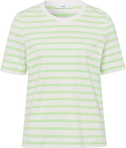BRAX Damen Style CIRA Cotton Interlock Jersey Stripes T-Shirt, Frozen Apple, 42 von BRAX