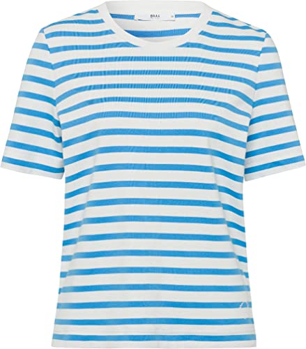 BRAX Damen Style CIRA Cotton Interlock Jersey Stripes T-Shirt, SANTORIN, 40 von BRAX