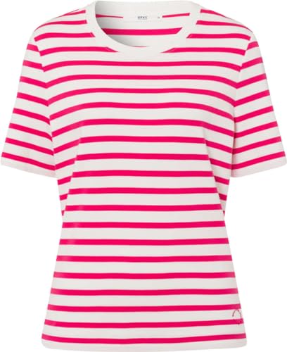 BRAX Damen Style CIRA Interlock Light Striped T-Shirt, Magenta, 44 von BRAX