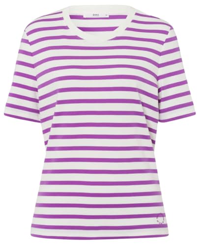 BRAX Damen Style CIRA Interlock Light Striped T-Shirt, Purple, 38 von BRAX