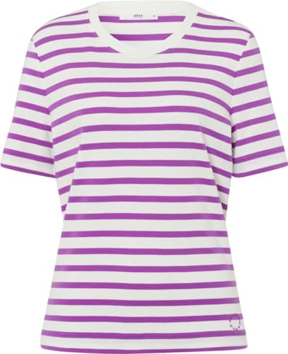 BRAX Damen Style CIRA Interlock Light Striped T-Shirt, Purple, 40 von BRAX