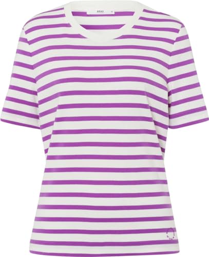 BRAX Damen Style CIRA Interlock Light Striped T-Shirt, Purple, 46 von BRAX