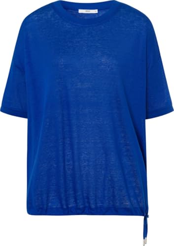 BRAX Damen Style Candice Linen Single Jersey Solid T-Shirt, Inked Blue, 38 von BRAX