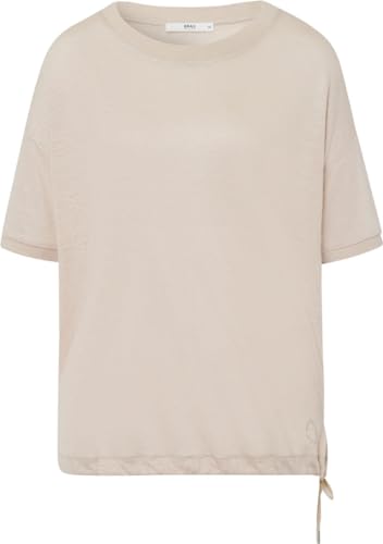 BRAX Damen Style Candice Linen Single Jersey Solid T-Shirt, Light Sand, 38 von BRAX