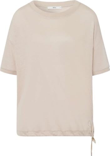 BRAX Damen Style Candice Linen Single Jersey Solid T-Shirt, Light Sand, 44 von BRAX