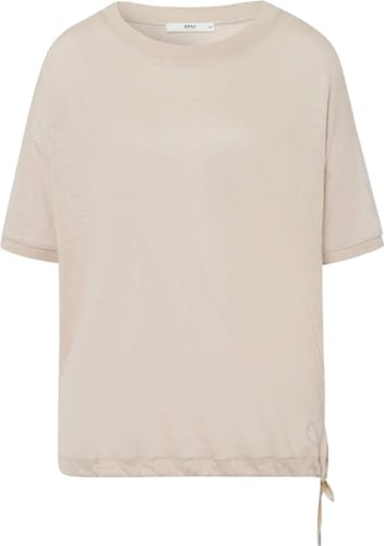 BRAX Damen Style Candice Linen Single Jersey Solid T-Shirt, Light Sand, 48 von BRAX