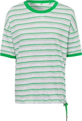 BRAX Damen Style Candice Linen Striped T-Shirt, Mint, 46 von BRAX