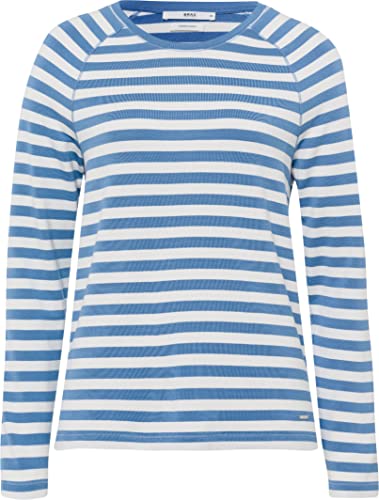 BRAX Damen Style Carina gestreiftes Langarmshirt in Thermo Qualität Sweatshirt, ICED Blue, 34 von BRAX