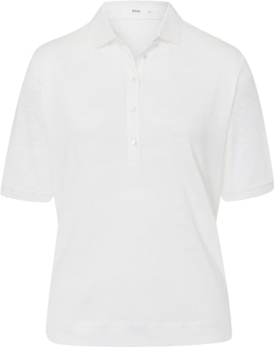 BRAX Damen Style Claire Linen Solid Polohemd, White, 40 von BRAX