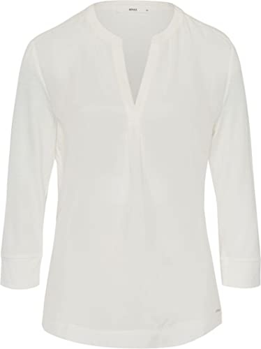 BRAX Damen Style Clarissa Cupro Hybrid Shirt, Off White, 36 EU von BRAX